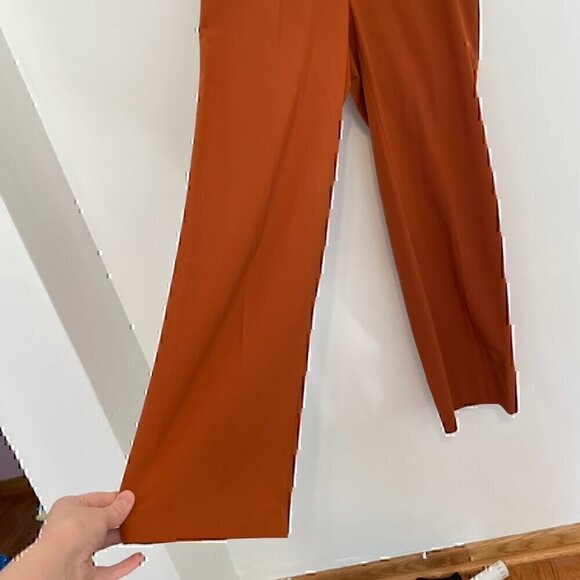 CALVIN KLEIN Plus Size Lux Highline Pants Orange High Waisted Pleated Cropped?? - Picture 6 of 14